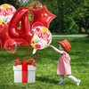 32 Inch 4 Balloon Number, Red Balloons, Red Confetti Latex Balloon Foil Balloons Mylar Balloons Number 4 Balloons for Anniversary Supplies Kids Birthday Party (Red, 4)
