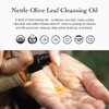 evanhealy Nettle Olive Leaf Cleansing Oil | Organic Facial Oil Cleanser for Makeup, Cosmetics, Sunscreen | Gentle Esssential Oil Free Cleanser for Sensitive, Congested Skin