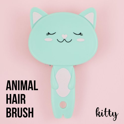 Forever 21 Hairbrush - 1pc Cute Animal Character Hairbrush, Comfort & Control Cushion Hair Brush w/Gentle Bristles, Cushion Base, and Animal Ears (KITTY)
