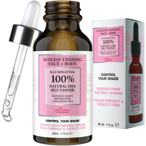 Divine Derriere Self Tanning Drops for Face - Self Tanner for A Maui Babe Body Glowing Tan - Body & Face Self Tanner Drops for a Natural Looking Self Tan, Sunless Tan, 1 fl oz.