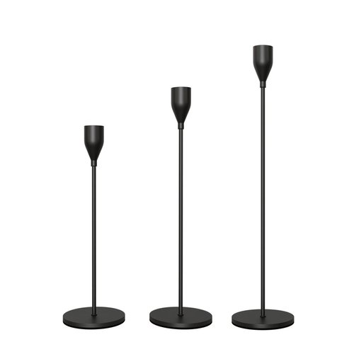 NLBTW Matte Black Candle Holders for Taper Candles Set of 3，Metal Decorative Candlestick Holders for Table Mantel Centerpiece for Wedding, Dinning, Party, Anniversary，Fits 3/4 Inch Thick Candle