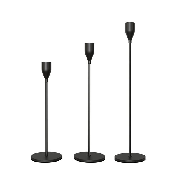 NLBTW Matte Black Candle Holders for Taper Candles Set of 3，Metal Decorative Candlestick Holders for Table Mantel Centerpiece for Wedding, Dinning, Party, Anniversary，Fits 3/4 Inch Thick Candle