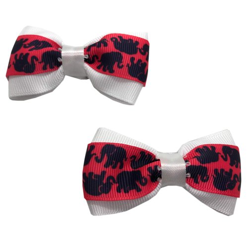 Handmade Elephant Girls Hair Bow Set, Little Girl Bows, Pigtail Hair Bows, Toddler Hair Bows,