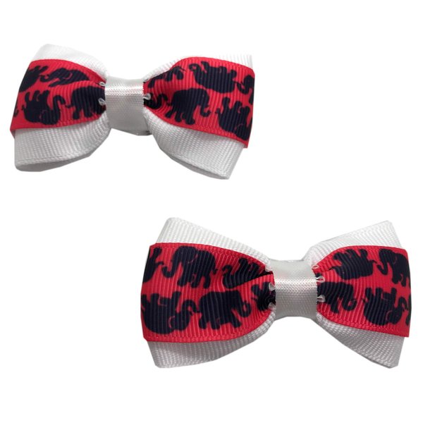 Handmade Elephant Girls Hair Bow Set, Little Girl Bows, Pigtail Hair Bows, Toddler Hair Bows,