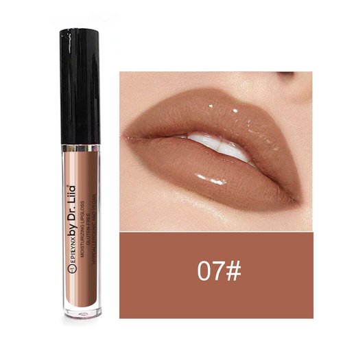 EPILYNX Vegan Moisturizing, Long Lasting Lip Gloss - Satin & Glitter - Allergen Free for Sensitive Skin - Terra Brown by Dr. Liia