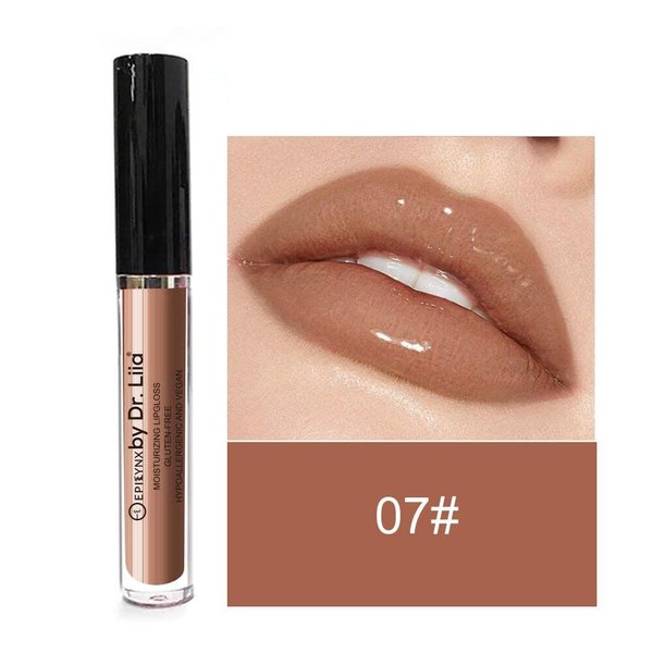 EPILYNX Vegan Moisturizing, Long Lasting Lip Gloss - Satin & Glitter - Allergen Free for Sensitive Skin - Terra Brown by Dr. Liia