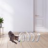 Andiker Cat Tunnel Toy, 10 inch Collapsible Metal Cat Spring Toy with Nylon Mesh, Feather, Mouse, and Bell, Interactive Cat Toys for Indoor Cats to Scratch, Puzzle, Relax and Kill Time (Blue)