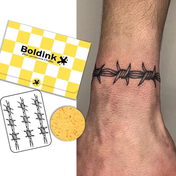 Boldink Semi-permanent tattoos, realistic fake tattoos, last 7-15 days, waterproof non-reflective temporary tattoo stickers, cruelty-free, uniquely designed exquisite packaging（Spikes）