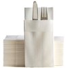 White Dinner Napkins Cloth Like with Built-in Flatware Pocket, Linen-Feel Absorbent Disposable Paper Hand Napkins for Kitchen, Bathroom, Parties, Weddings, Dinners or Events, 16x16 inches, Pack of 50
