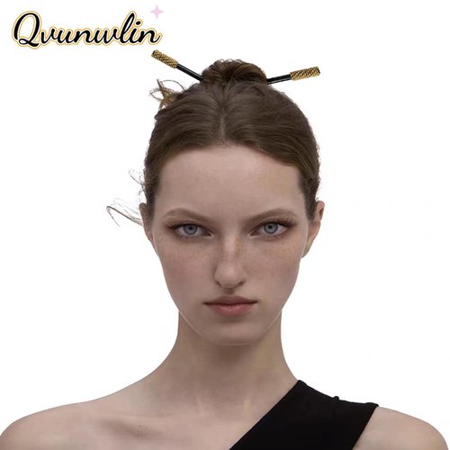 Qvunwlin 2 PCS Wooden Hair Sticks Chopsticks, Bun Hair Sticks Rhinestones Hair Chopsticks Vintage Hair Pin Diy Chinese Hair Accessory for Girl Women