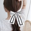 Yonchic 5Pcs Satin Silk Scrunchies, Bow Hair Tie Cute Ribbon for Hair for Girls Women, Bowknot Hair ties Hair Scarf with Bows Ponytail Holders (Black & White)