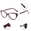 OCCI CHIARI Progressive Multifocus Women Cateye Reading Glasses Anti Blue Light Reader Spring Hinges (W+Red, 3.00)