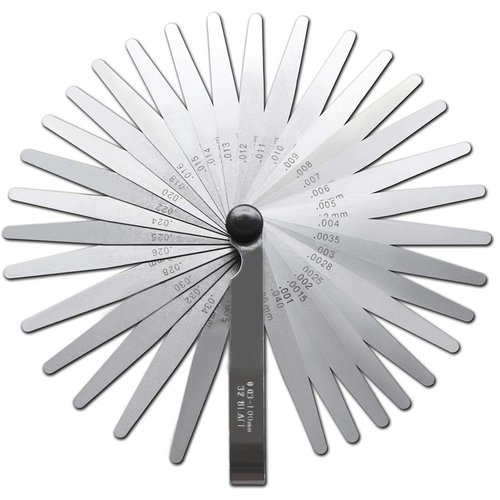 Jfbrix 32 Blades Stainless Steel Feeler Gauge with Metric and Imperial Scale for Measuring Gap Width or Thickness