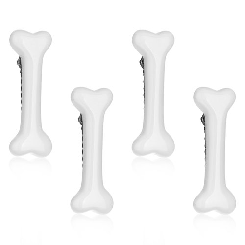 Mabor 4Pcs Bone Hair Clip White Bones Hairpins for Women Girls Hair Accessories for Halloween Cosplay Costume Party Daily Wear Hair Pins for Kids White Dog Bone Alligator Clips
