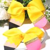 Back to School Hair Bows Ties Yellow Pencil School Hair Scrunchies Hair Bow Ponytail Holder Elastic Hair Bands Hairgrips Cheer Hair Bows Tie for First Day of School Kids Supplies 2PCS