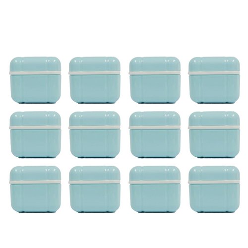 AmeriCan Goods Denture Bath Case Cup Box Holder with Basket, Storage Container Care for Dentures, Clear Braces, Night Guard & Retainers,Traveling (Sky Blue)