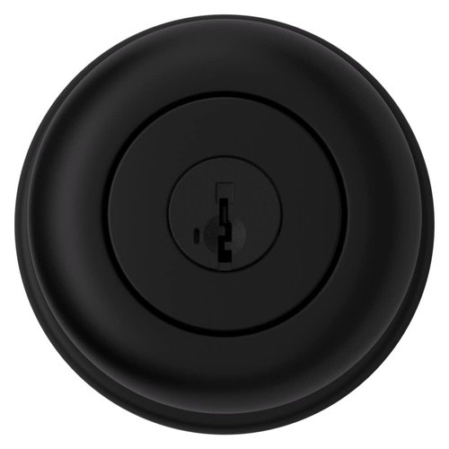 Kwikset Cove Entry Door Knob with Lock and Key, Secure Keyed Handle Exterior Doorknob, Front Entrance and Bedroom, Matte Black, Pick Resistant SmartKey Rekey Security