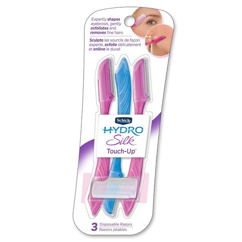Schick Hydro Silk Touch-Up Multipurpose Exfoliating Dermaplaning Tool, Eyebrow Razor, and Facial Razor with Precision Cover, 3 Count (Packaging May Vary) - 1 Pack