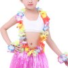 Hawaiian Leis Luau Tropical Headband Flower Crown Wreath Headpiece Wristbands Women Thicker Necklace Bracelets Hair Band For Summer Beach Vacation Pool Party Decorations Favors Supplies Set Blue