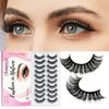 SONAFEEL False Eyelashes Russian Strip Lashes D Curl Wispy Mink Lashes 18mm 10Pairs Curly Lashes Natural Look Like Extensions Reusable Pestaas Postizas