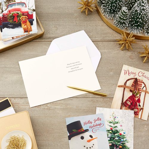 Hallmark Boxed Christmas Cards Assortment, Vintage Red Truck (4 Designs, 12 Cards and Envelopes)