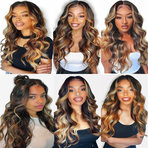 BilltiiWW Ombre Body Wave Bundles Human Hair P1B/27 Body Wave Bundles Black and Blonde Human Hair Bundles Two Tone Brazilian Human Hair Extensions Soft and Silky for Black Women 10 12 14 Inch