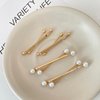 FRDTLUTHW 4PCS X Shaped Gold Metal Hair Bobby Pins,Pearl Hair Barrettes,Small Cute Hair Clips,Fashion Non Slip Styling Hair Accessories for Women(Gold)