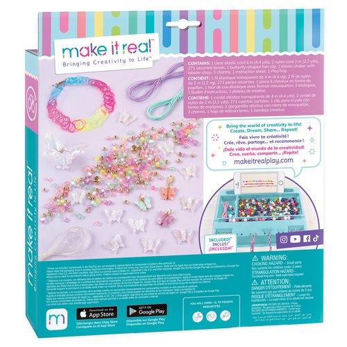 Make It Real: Butterfly Jewelry Set - Create 7 Pieces Of Jewelry, 281 Pieces, Includes Play Tray, DIY All-In-One Kit, Tweens & Girls, Arts & Crafts, Kids Ages 8+