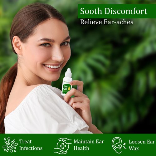 Organic Ear Oil for Ear Infection - Natural Eardrops for Ear Pain, Swimmer's Ear & Wax Removal - Kids, Adults, Baby & Dog Earache Remedy - Ear Drops with Mullein, Garlic Made in USA (0.5 Oz)