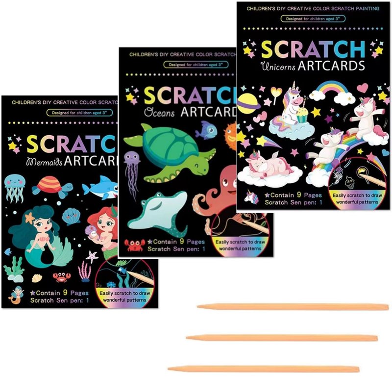 wxfhtda 3 Set Magic Scratch Paper Art for Kids, Rainbow Scratch Off ...