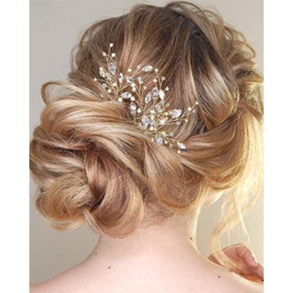 YERTTER 3Pcs Bride Crystal Hair Pins Wedding Hair Pins Decorative Rhinestones Crystal Bridal Bun Clip Accessories for Brides and Bridesmaids (Rose Gold)