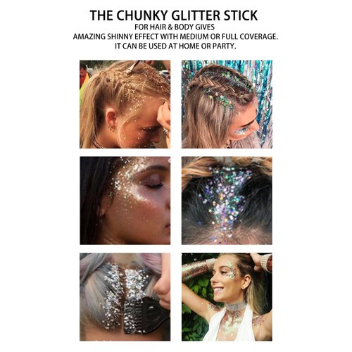 Gold Face and Body Glitter Stick,Sparkling Neon Outfit Party Holographic Sequins Paint Body Glitter Gel Makeup.(Gold face Glitter Stick)