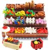 BrickBounty 190 Pcs Supermarket Building Block Set Compatible with City-Food, Restaurant-Kitchen Kit with Hotdog-Stall-Ice-Cream-Turkey-Banana Handcart Fish Crab