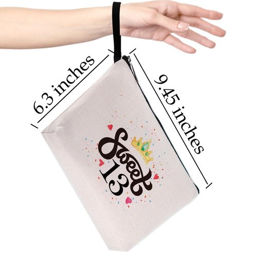 Hanamiya Na 13th Birthday Gifts for Girls-13th Birthday Sweet Thirteen -13 Years Old Girl Birthday Gift, Cosmetic Pouch, Travel Case, Makeup Bag for Girls