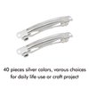 Lawie 40 Pack 3.15 Inch Silver Blank Rectangle Metal French Barrette Hair Clips 8 CM DIY Crafting Square Clips for Bow Making,Buns Ponytail Holders Hair Grips Hair Pins Accessories for Women Girls