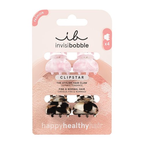 invisibobble CLIPSTAR Petit Four Small Hair Claw Clips - For Fine and Thin Hair - Trendy Mini Hair Clips - Updo Tools for Day to Night - Stylish Updo Hair Accessories, No Damage - Pack of 4