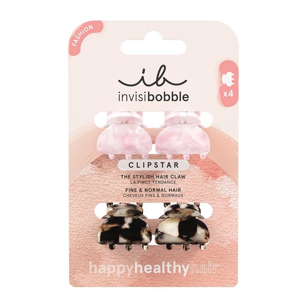 invisibobble CLIPSTAR Petit Four Small Hair Claw Clips - For Fine and Thin Hair - Trendy Mini Hair Clips - Updo Tools for Day to Night - Stylish Updo Hair Accessories, No Damage - Pack of 4