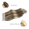 Munx Hair Extensions Tape in Human Hair Ash Brown with Platinum Blonde Seamless Double Sided Invisible Tape Ins for Black Women Human Hair 20 Inch 20pcs 50g/Pack