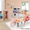 Giant bean 32pcs Wooden Dollhouse Furniture Set 5 Rooms, Wood & Plastic Pink Dollhouse Accessories Pretend Play Furniture Toy Christmas Birthday Gift Toy for Kids Boys Girls Toddler 3+