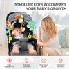 Koty Baby Stroller Arch Toy with Teether, Rattle, Crinkle Sound, Mirror & Music Box, Newborns Sensory Activity Carrier Take-Along Toy, Adjustable for Bouncers, Car Seat & Pram 0M+(Toucan)