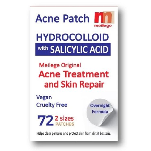 Meilege Hydrocolloid Acne Patch with Salicylic Acid to safely heal pimples fast. 72 patches in 2 sizes.
