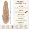 Fanguilar Ponytail Extension 24 Inch Long Curly Wavy Drawstring Ponytail Extension Synthetic Hair Extensions Ponytail for Women Daily Use Ash Blone Mix White