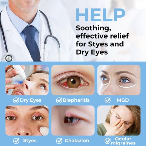 Aroma Season Heated Eye Mask for Dry Eyes, Warm Eye Compress with Flaxseed Graphene FIR for MGD, Dry Eye Syndrome, Chalazion Blepharitis Stye Eye Treatment, Steam Moist to Unclog Glands (Blue)