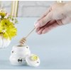 Kate Aspen Sweet as Can Bee Ceramic Mini Honey Pot with Wooden Honey Dipper (3.4 oz) Honey Jar, Bee Decor, White/Yellow (23261WT)