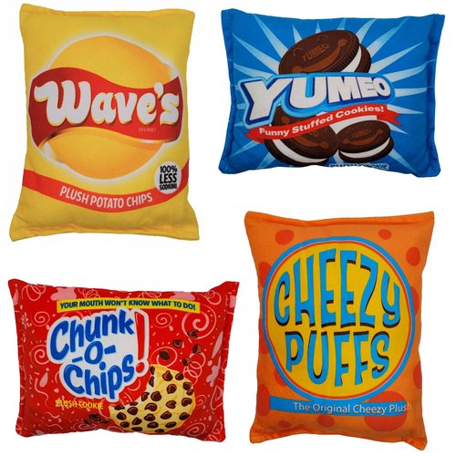 Houndsense Plush Foods Dog Toy Assortment. 4pk