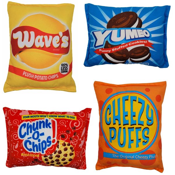 Houndsense Plush Foods Dog Toy Assortment. 4pk
