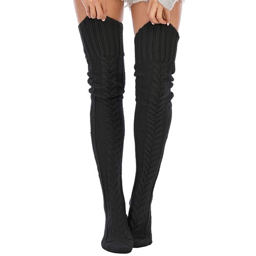 Leoparts Women's Cable Knitted Thigh High Boot Socks Extra Long Winter Stockings Over Knee Leg Warmers