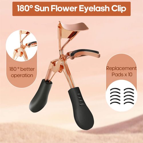 Eyelash Curler lash Curler with 10Refill Pads & Spring Loaded for No Pinching or Pulling No Pinching, Just Dramatically Curled Eyelashes for a Lash Lift in Seconds (A)
