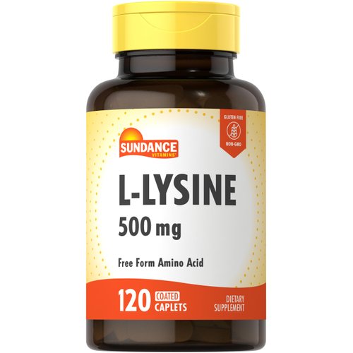 Sundance L-Lysine 500mg Caplets | 120 Count | Free Form Amino Acid | Vegetarian, Non-GMO, and Gluten Free Supplement