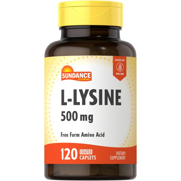 Sundance L-Lysine 500mg Caplets | 120 Count | Free Form Amino Acid | Vegetarian, Non-GMO, and Gluten Free Supplement